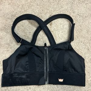 SHEFIT Black Front-Zip High-Support Sports Bra